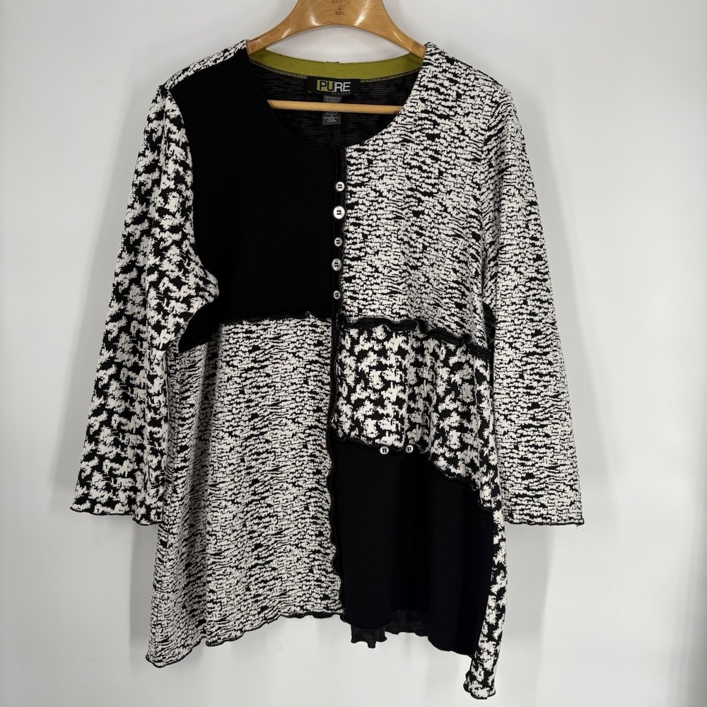 Pure Essence Womens Mixed Media Tunic Top 2X Art to Wear Boho Indie Eclectic‎